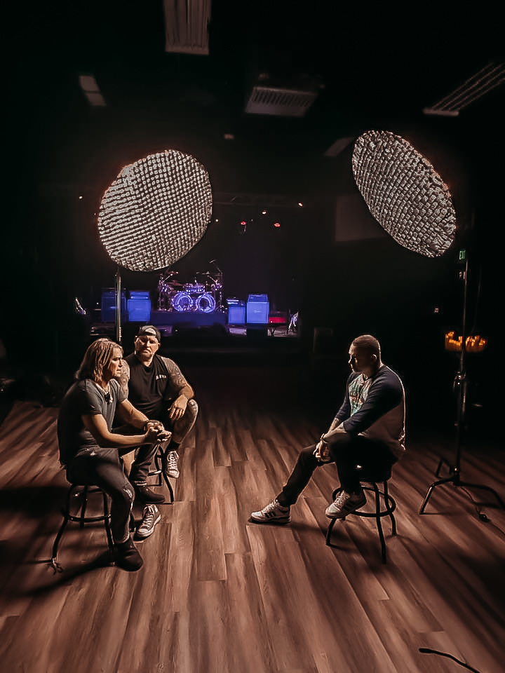 Band interview production on stage
